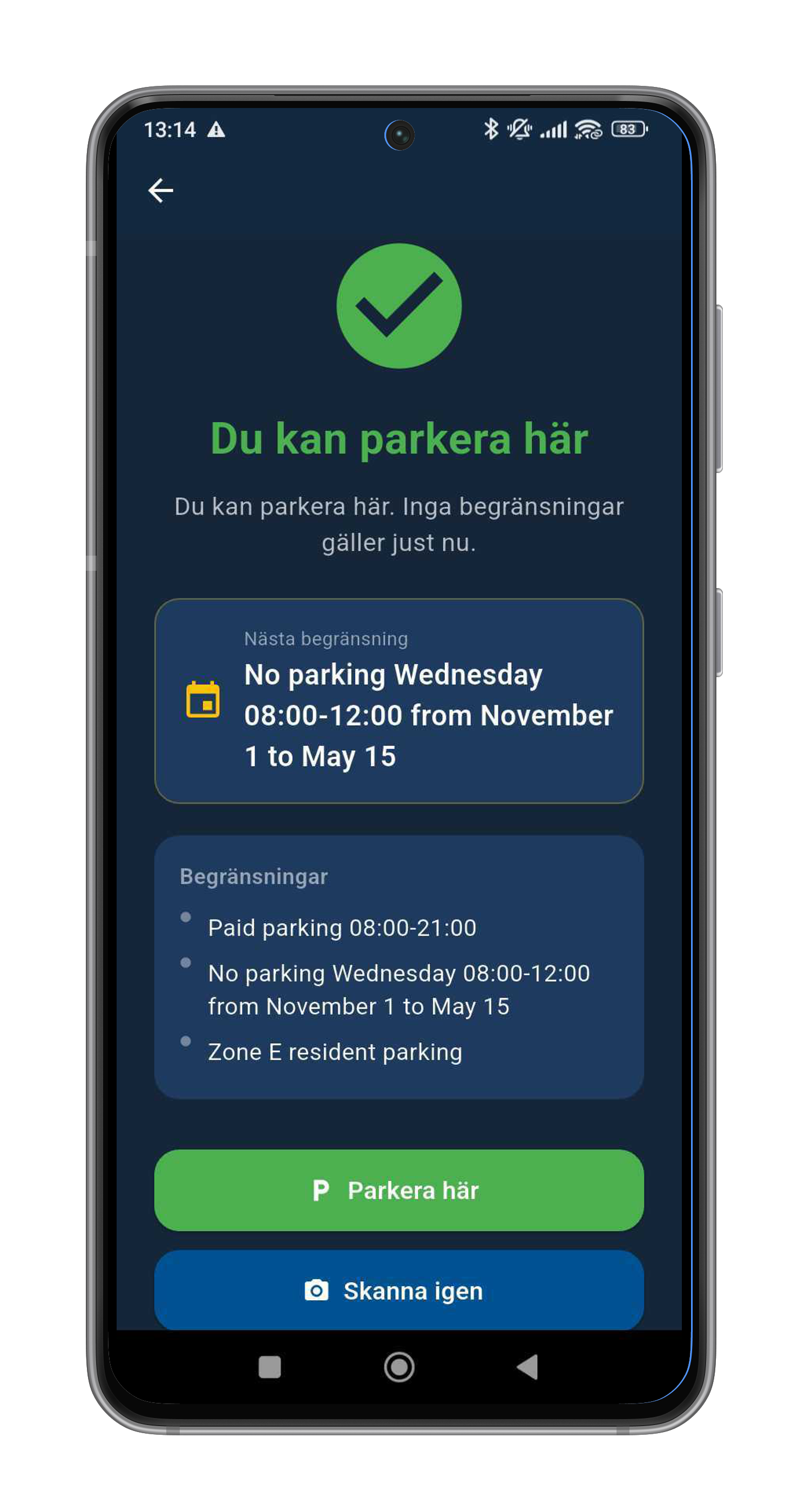 AI-skanning av parkeringsskylt